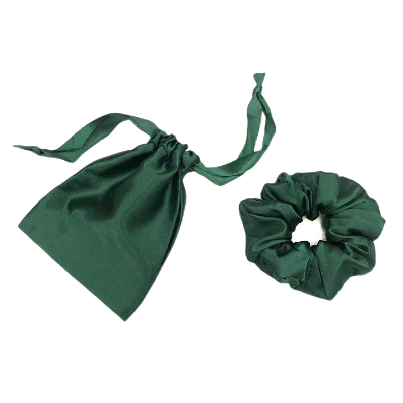绿色高档仿真丝眼罩4件套装柔软丝滑遮光眼罩收纳袋发圈蕾丝装饰套装详情图2
