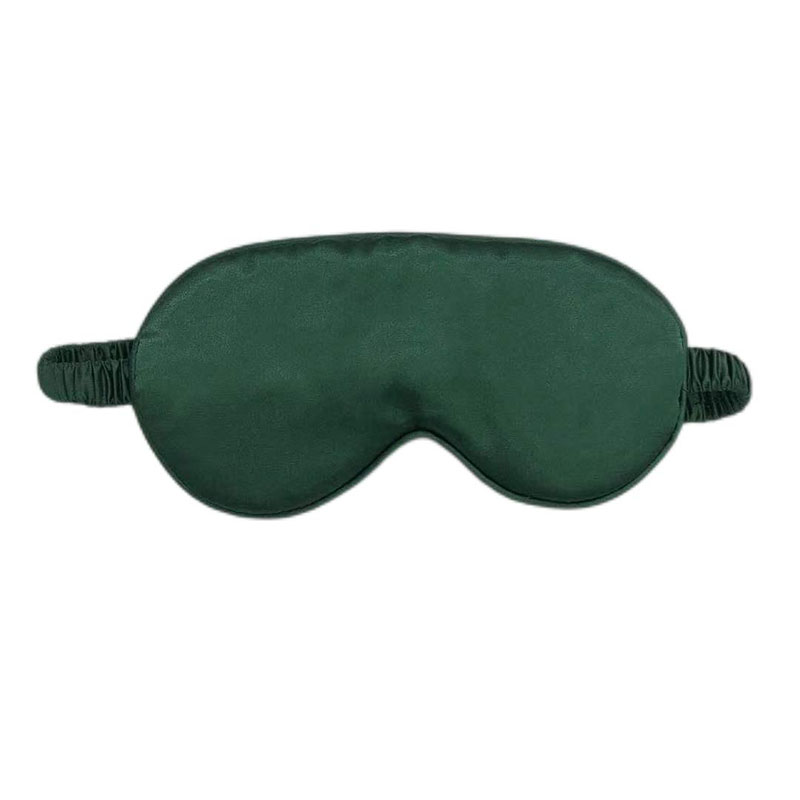 绿色高档仿真丝眼罩4件套装柔软丝滑遮光眼罩收纳袋发圈蕾丝装饰套装详情图4