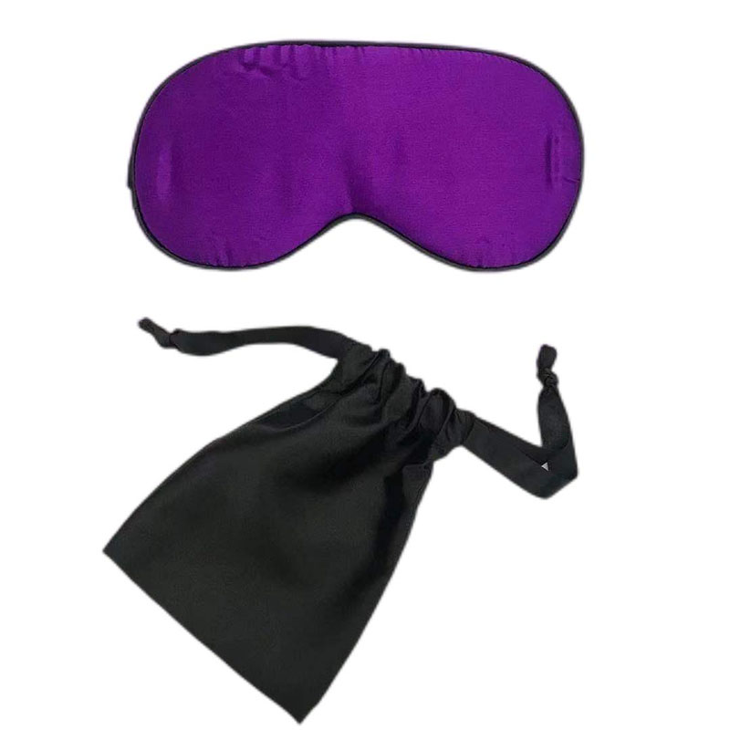 紫色桑蚕丝眼罩2件套装柔软丝滑遮光睡眠眼罩收纳袋旅行套装