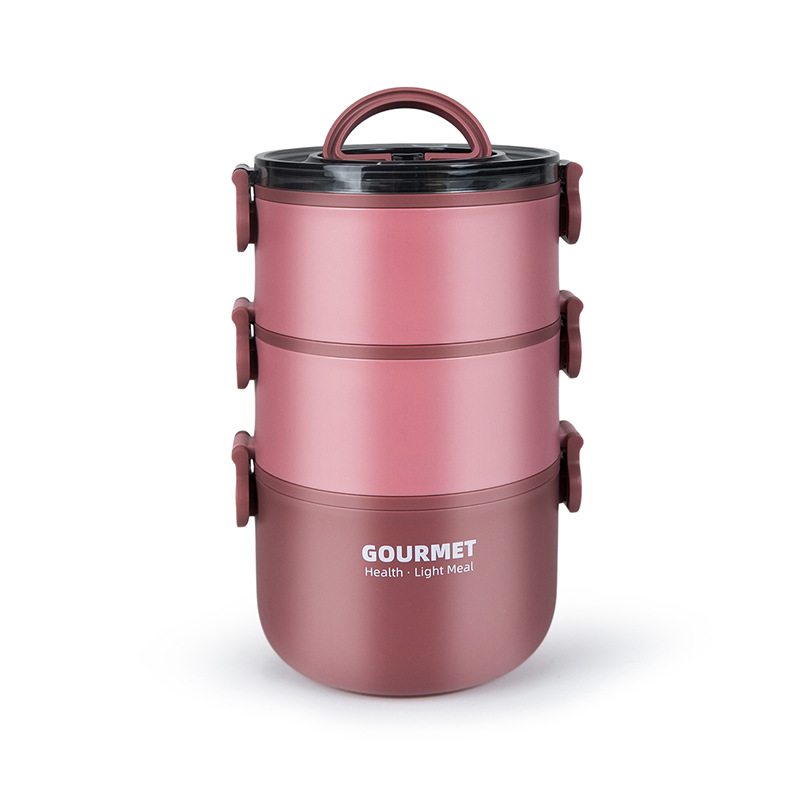 A insulated round lunch box with a handle Specification image
