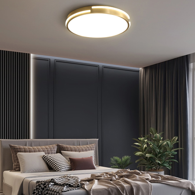 Wholesale of LED modern and simple living room round all-copper bedroom ceiling lights and Nordic simple corridor ceiling lights details Picture