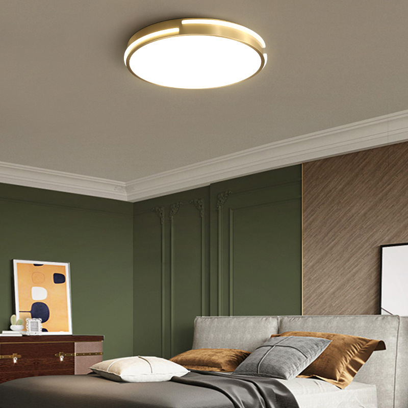 Wholesale of LED modern and simple living room round all-copper bedroom ceiling lights and Nordic simple corridor ceiling lights Specification image