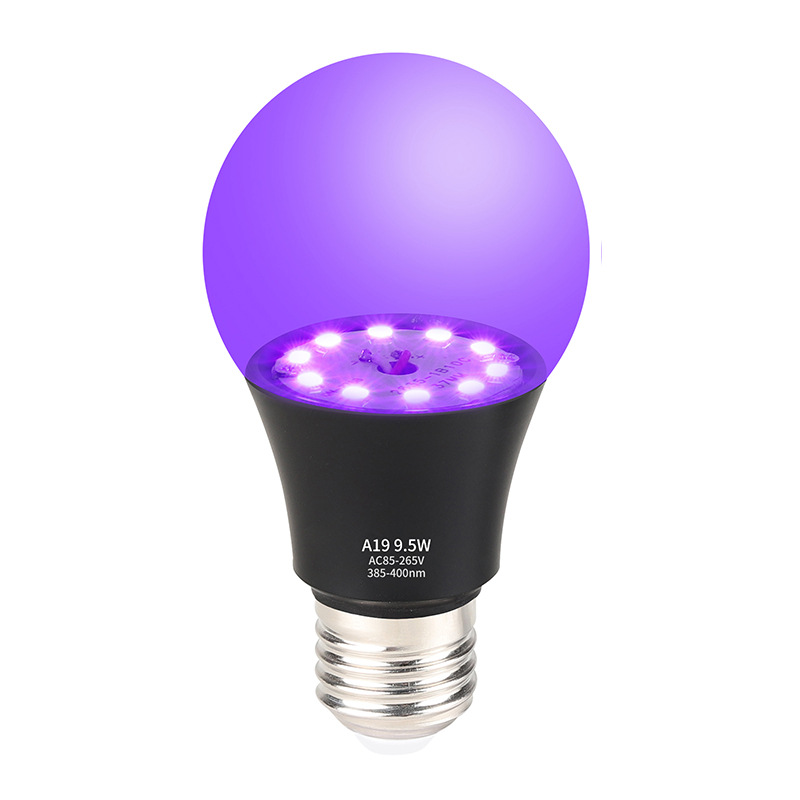 UV purple light black bulb 385-400nm, 9W plastic-coated aluminum transparent cover, hotel, party, haunted house fluorescent atmosphere decoration Application Scenario