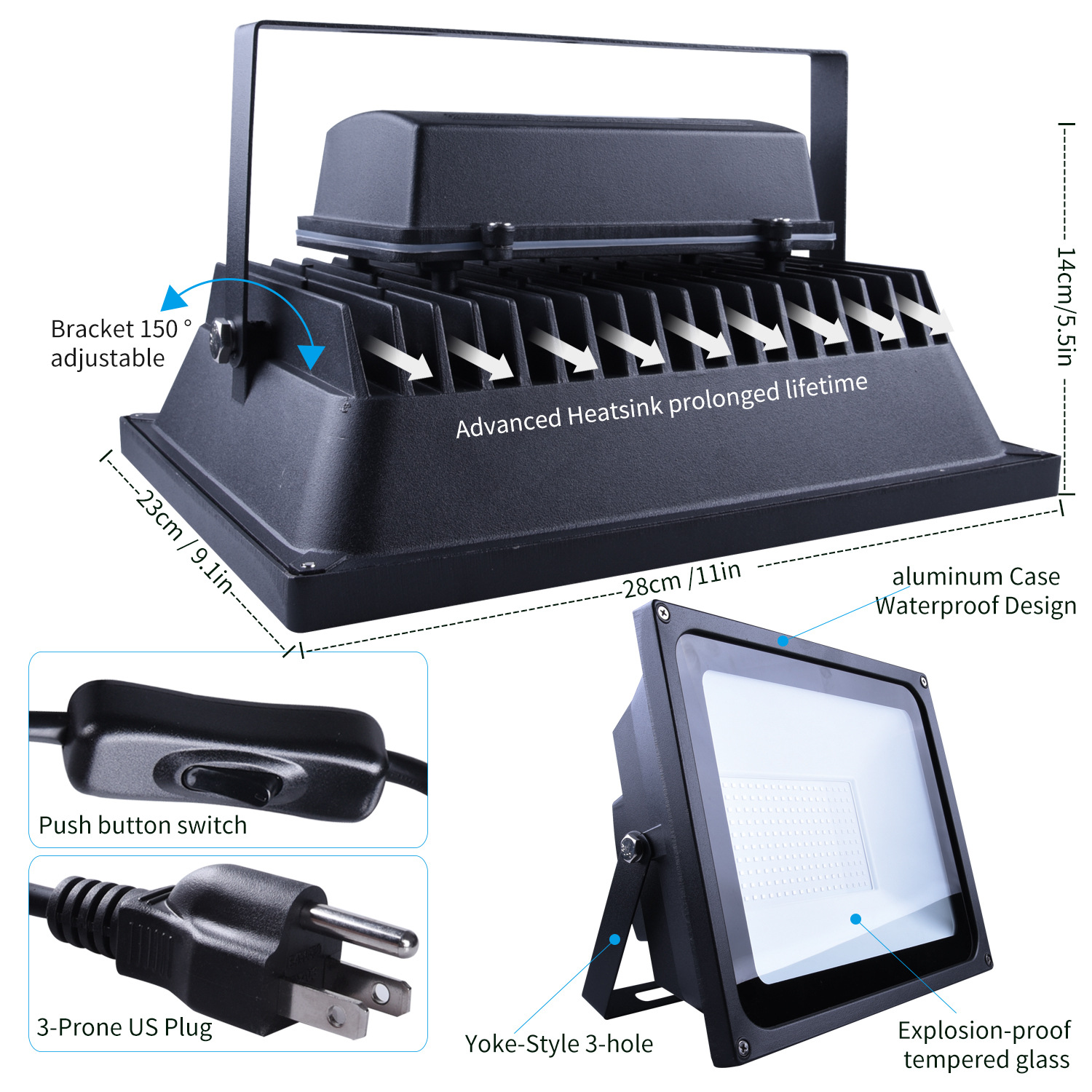 LED purple light floodlight, KTV, bar, haunted house, UV fluorescent curing lamp, outdoor and indoor, waterproof IP66
