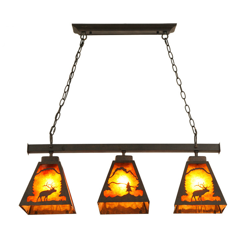 American country chandelier, restaurant balcony corridor lampstand, villa coffee shop, ironwork dining chandelier details Picture