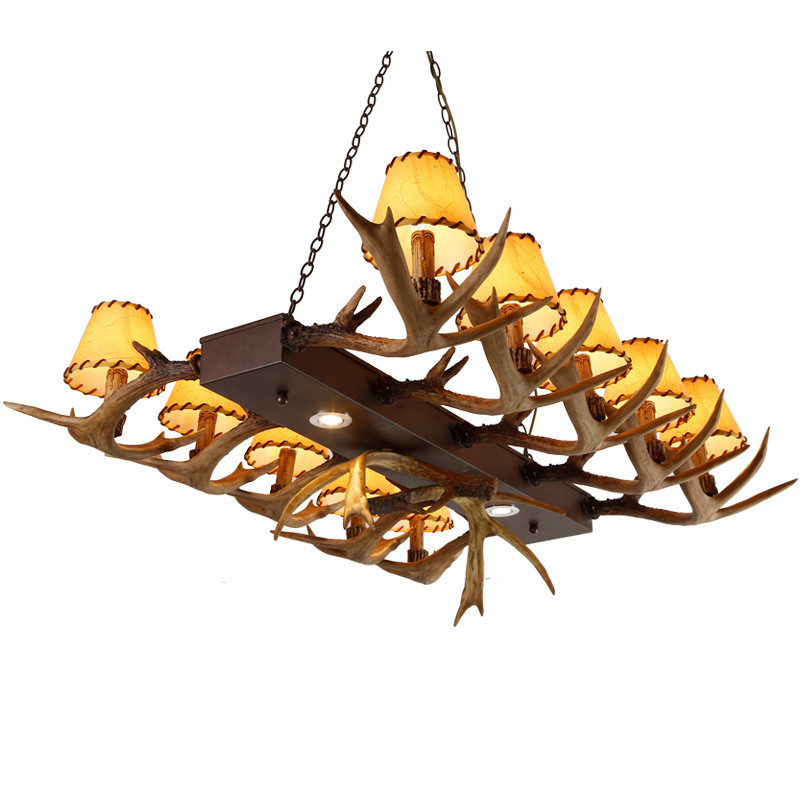 American country antler lamps, restaurant bar counter, corridor, entrance hall, homestay, villa, retro antler chandelier Application Scenario