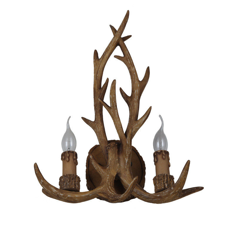Rural retro antler lamp, living room, dining room, bedroom, homestay, villa, antler wall lamp