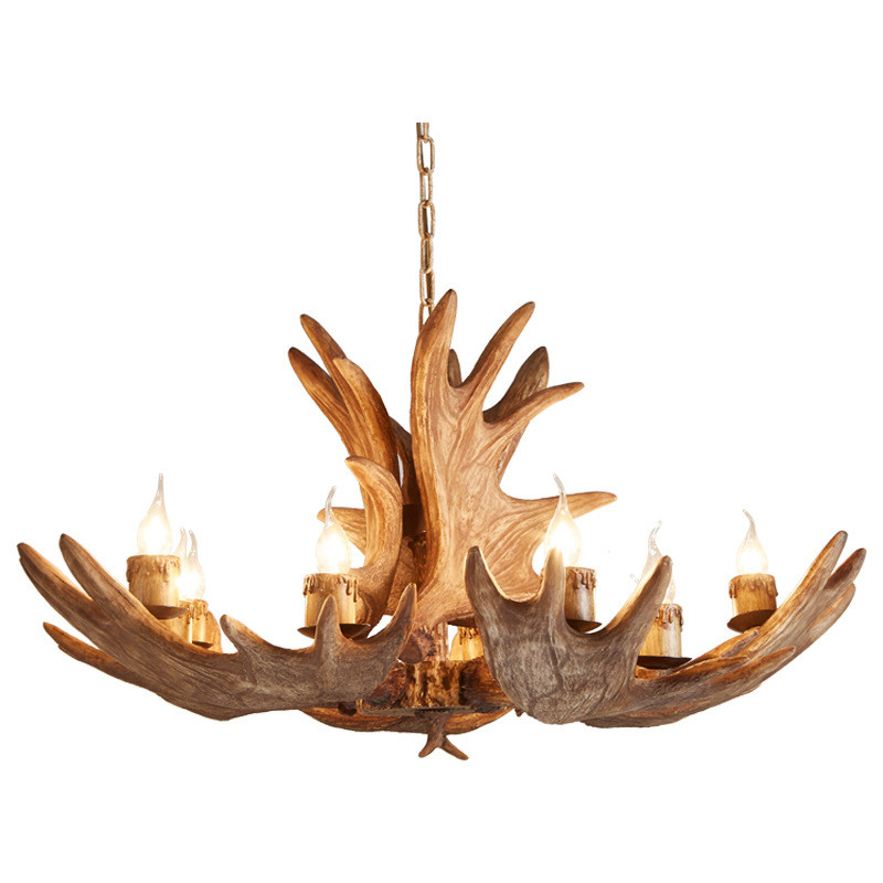American-style chandelier, country antler lamp, living room, dining room, villa, homestay, retro and creative antler chandelier Item Picture