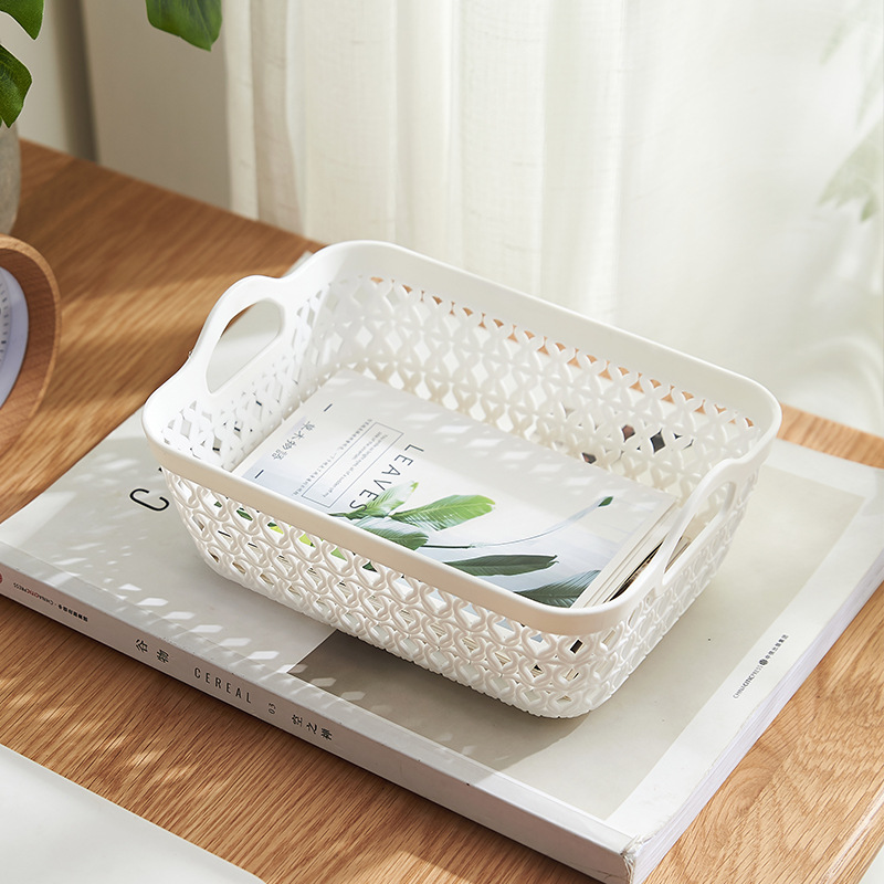 Plastic rattan storage basket