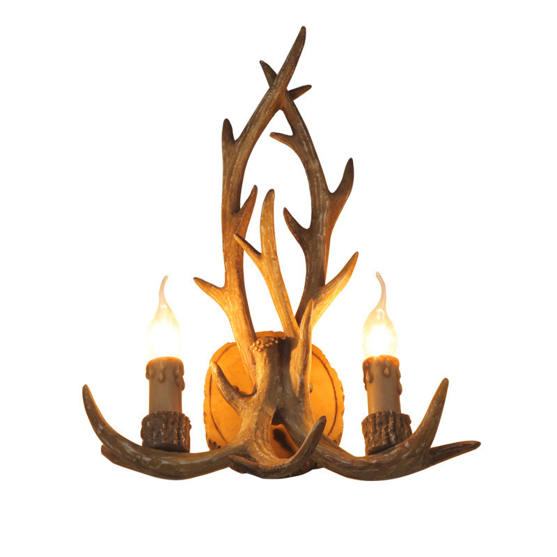 Rural retro antler lamp, living room, dining room, bedroom, homestay, villa, antler wall lamp Specification image