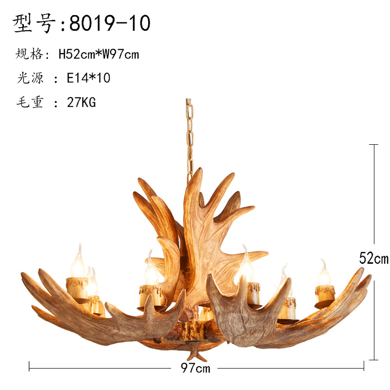 American-style chandelier, country antler lamp, living room, dining room, villa, homestay, retro and creative antler chandelier Application Scenario