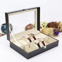 厂家直销12位黑色PU皮革手表包装盒销售展示收纳手表礼盒批发订制