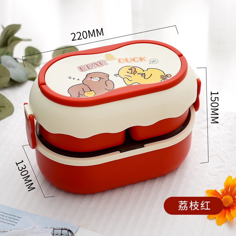 1600ml microwave-heated double-layer lunch box details Picture