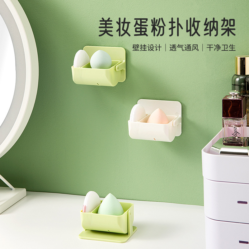 A rotatable beauty egg storage rack without drilling holes