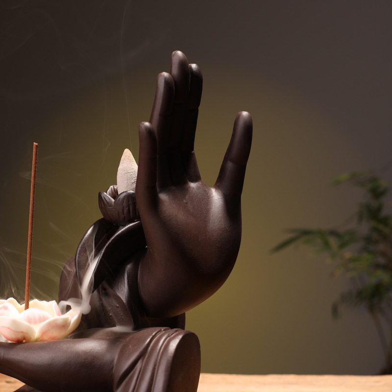 Purple clay reverse-flow incense burner