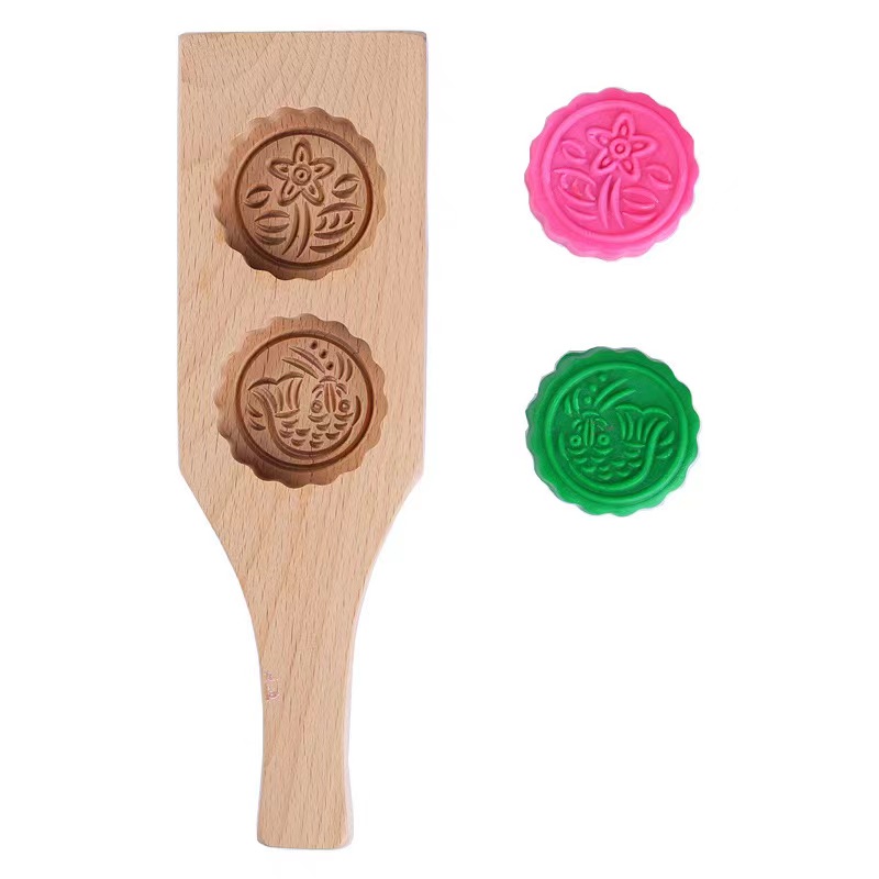 【 Jiehao Bamboo and Wood 】 National Trend wooden mold printing mooncakes, steamed buns, mung bean cakes, cake dough, pastries, pumpkin cake molds, beech wood baking ice skin mooncake molds, pastry pattern molds, old-fashioned printing tools Item Picture