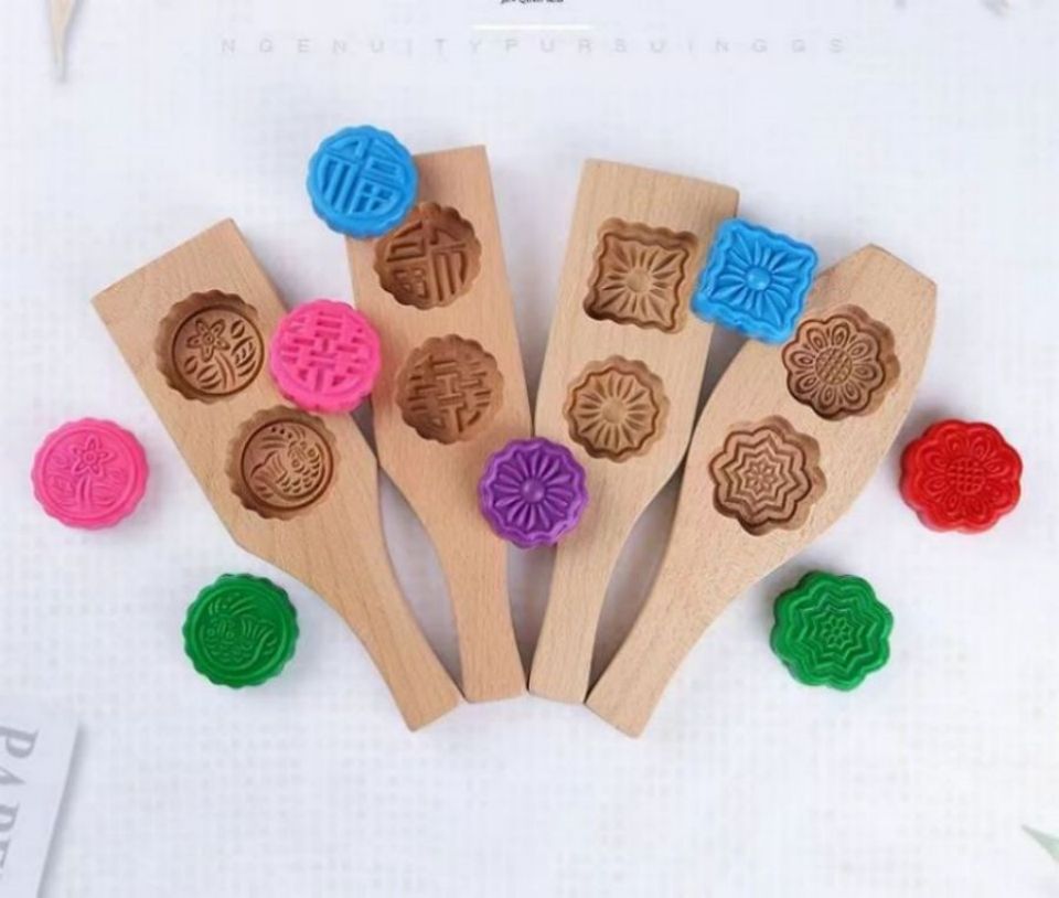 【 Jiehao Bamboo and Wood 】 National Trend wooden mold printing mooncakes, steamed buns, mung bean cakes, cake dough, pastries, pumpkin cake molds, beech wood baking ice skin mooncake molds, pastry pattern molds, old-fashioned printing tools Application Scenario