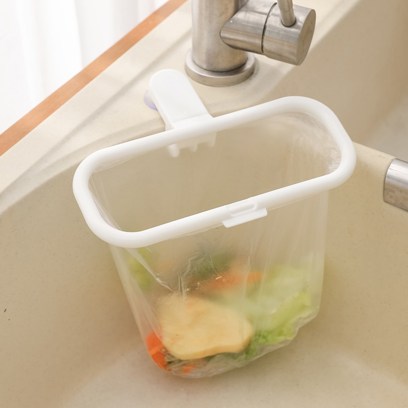 Kitchen pressure ring suction cup type garbage bag storage rack Application Scenario
