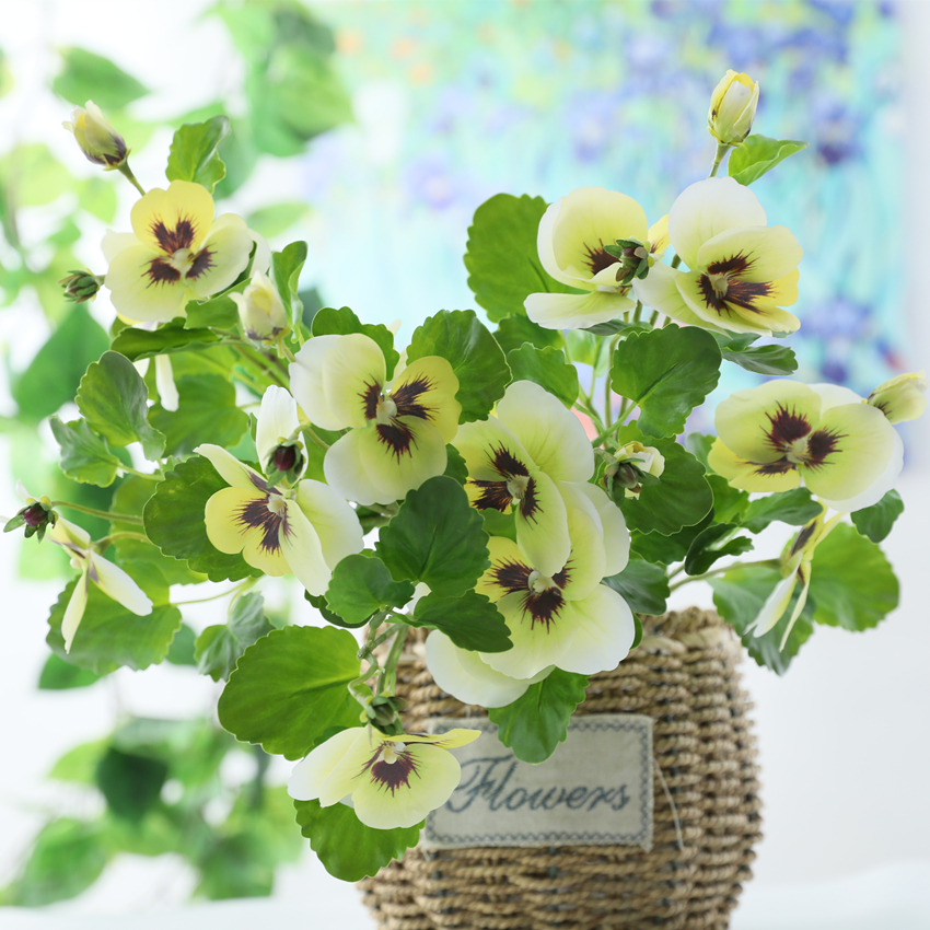 仿真花/3D胶布打印/三色堇白底实物图