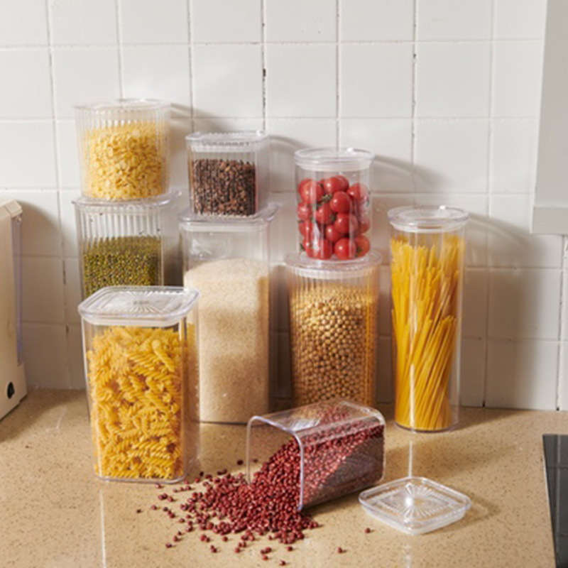 家用食品级PET透明塑料旋转密封罐 厨房收纳罐 五谷杂粮罐 储物罐详情图3