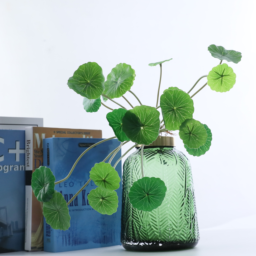 Simulated mini lotus leaf handle with a comfortable grip, simulated pennywort plant, artificial flower leaves, Pennywort HC31015, lotus leaf pennywort film Item Picture