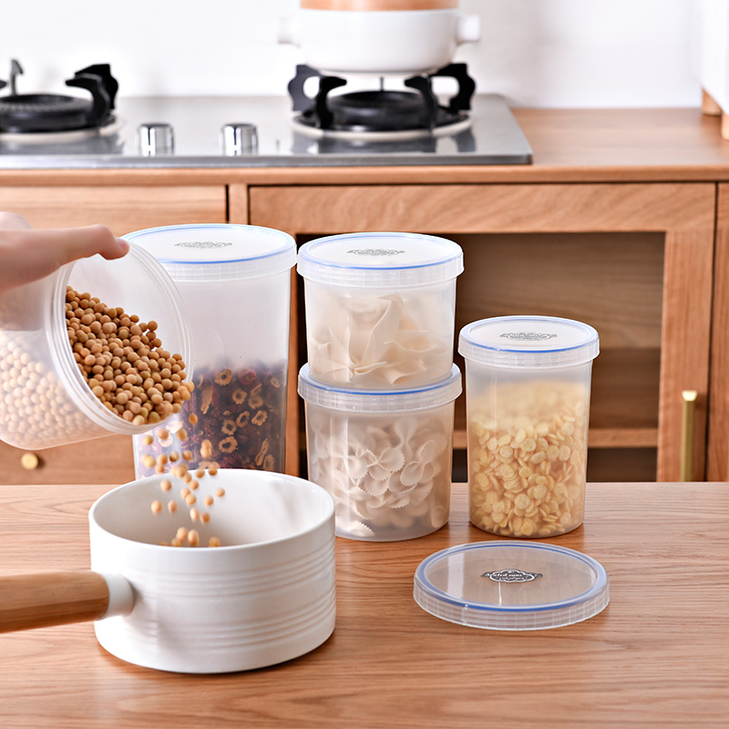Circular storage tanks, kitchen stackable storage tanks for grains and cereals, circular sealed tanks, food storage and storage tanks
