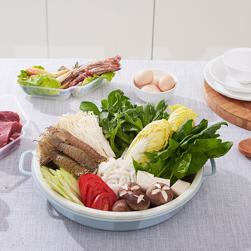 Home-use hot pot vegetable and meat round platter, kitchen vegetable washing basket, fruit and vegetable draining plate, draining basket, hot pot platter