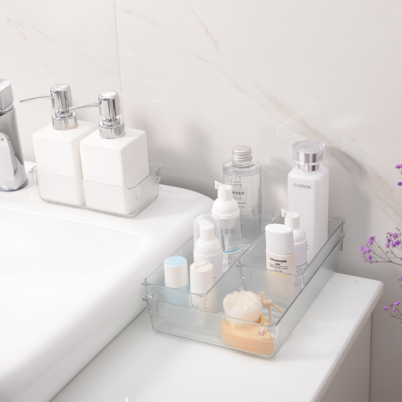 Desktop cosmetics storage box, girls' water and lotion dust-proof storage box with transparent lid Specification image
