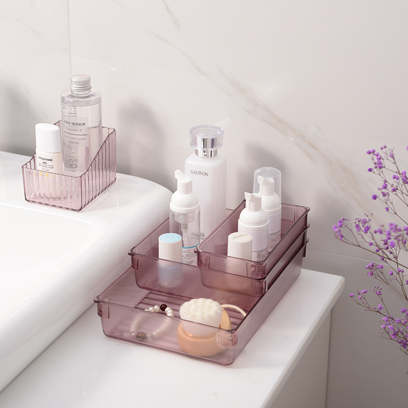 Desktop cosmetics storage box, girls' water and lotion dust-proof storage box with transparent lid