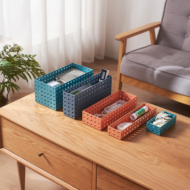Household kitchen plastic storage basket, multi-functional desktop for storing miscellaneous items, blue snack and toy storage basket details Picture
