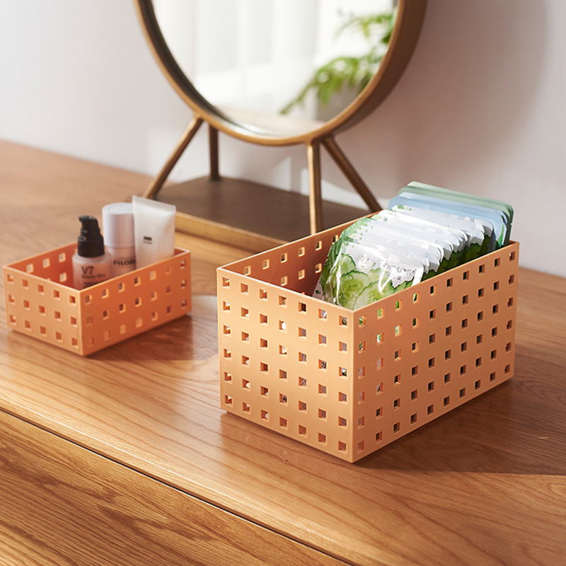 Household kitchen plastic storage basket, multi-functional desktop for storing miscellaneous items, blue snack and toy storage basket Specification image