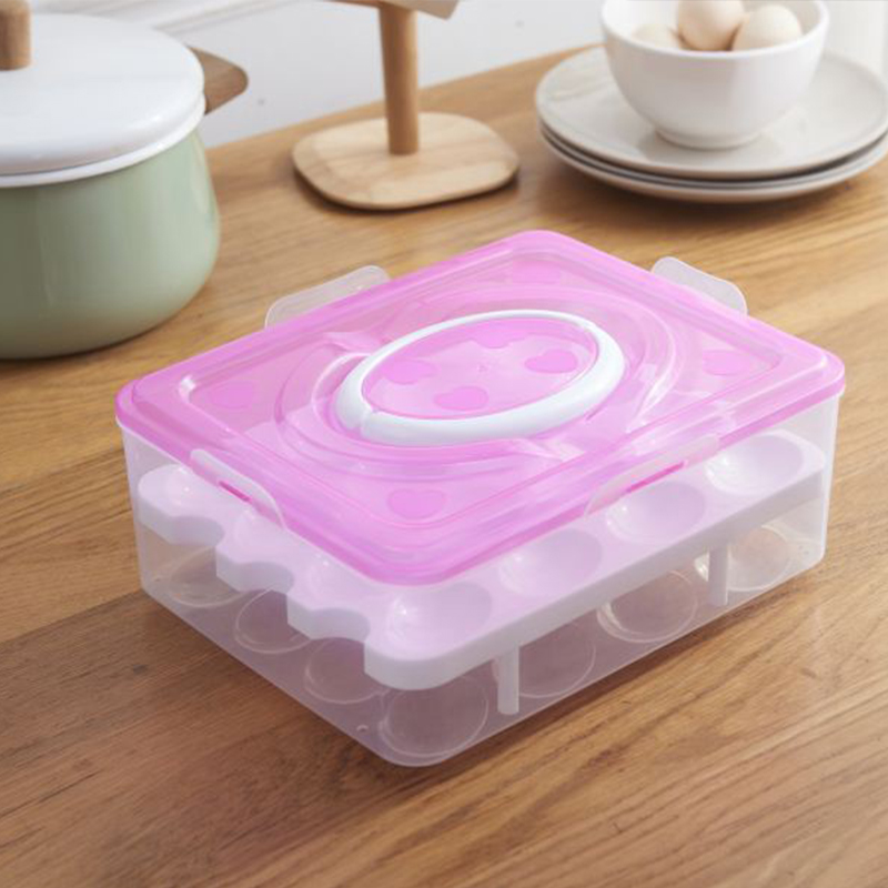 便携式鸡蛋盒双层收纳保鲜盒家用鸡蛋盒冰箱食材透明保鲜盒整理盒