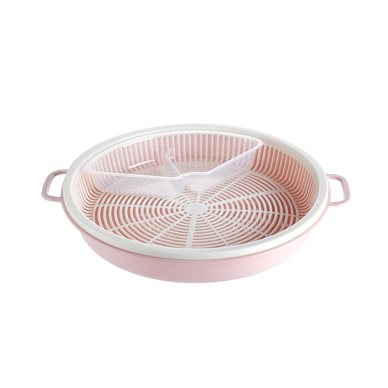 Home-use hot pot vegetable and meat round platter, kitchen vegetable washing basket, fruit and vegetable draining plate, draining basket, hot pot platter Item Picture