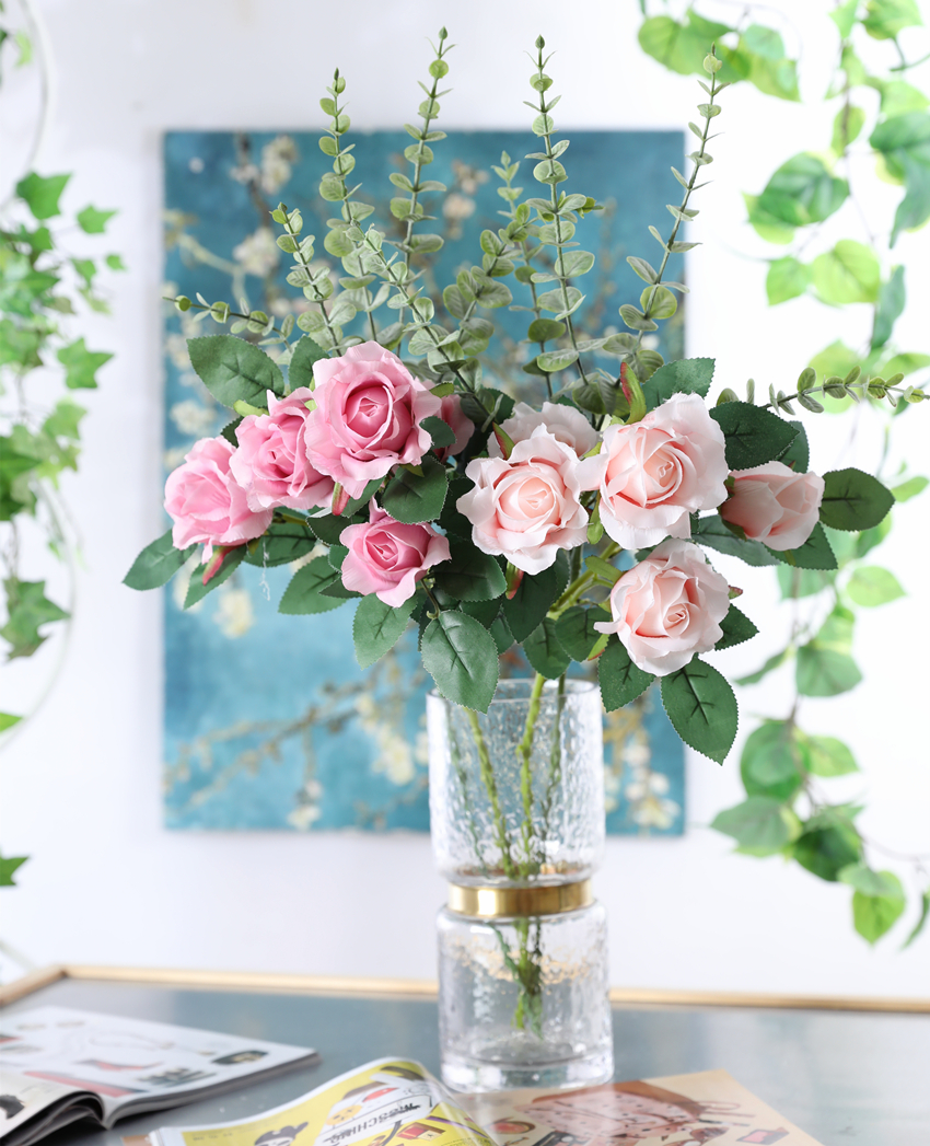 Artificial flower, artificial flower, Imperial Concubine rose, home decoration artificial flower factory direct sales New JM2050 silk fabric rose Imperial Concubine rose Item Picture