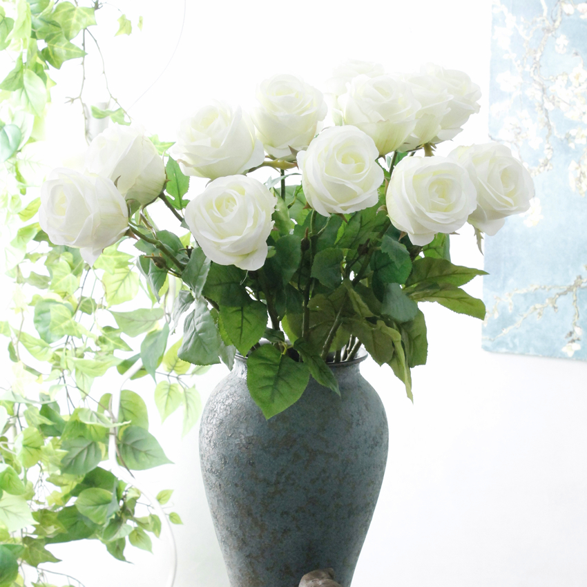 Artificial flower, single rose, artificial flower, silk flower, rose bud, high-end artificial flower, wedding decoration AF1089, single rose, rose bud, silk fabric Item Picture