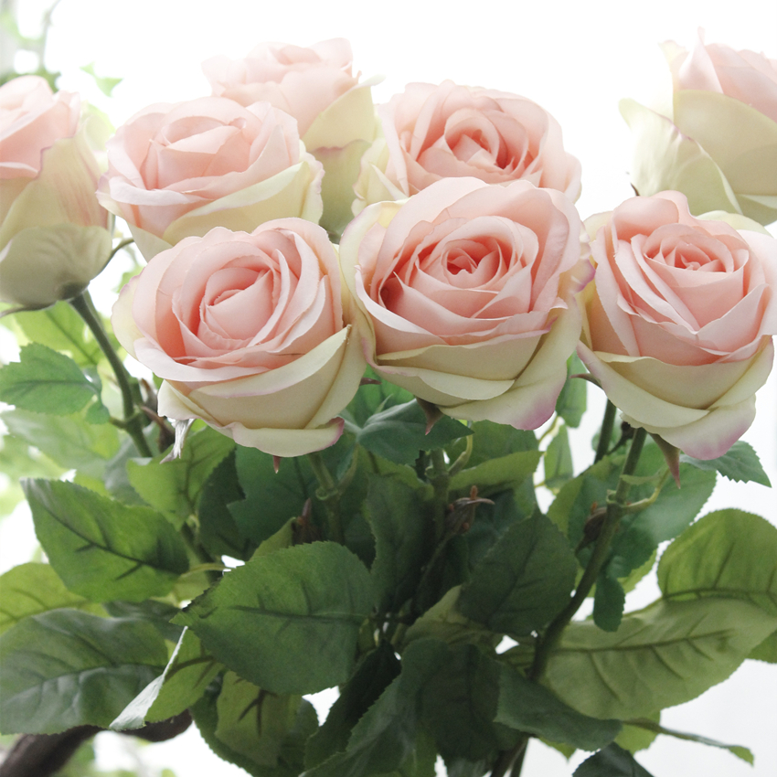 Artificial flower, single rose, artificial flower, silk flower, rose bud, high-end artificial flower, wedding decoration AF1089, single rose, rose bud, silk fabric details Picture