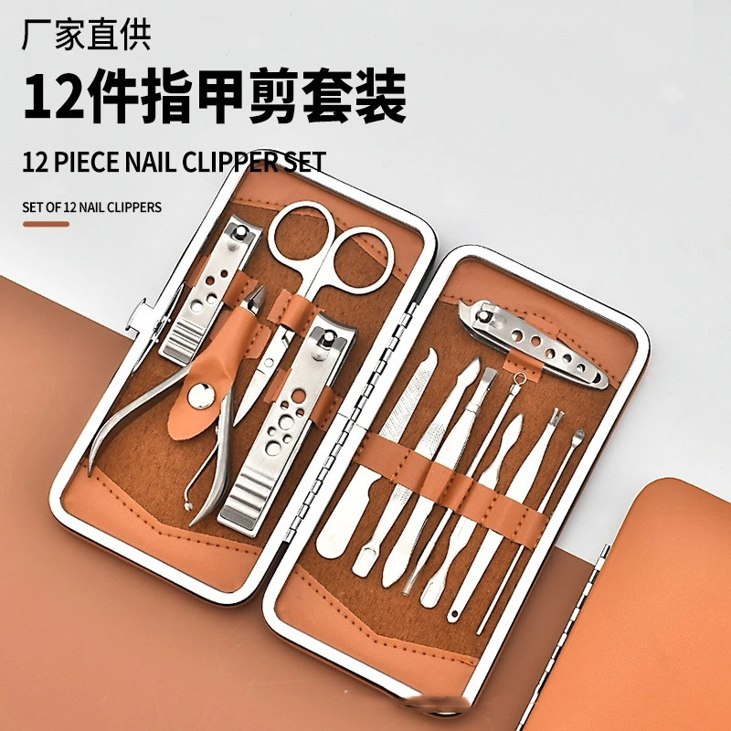 Stainless steel nail clipper set of 12 pieces, cross-border nail clipper set, nail art tool set, wholesale nail clippers shanilak Specification image