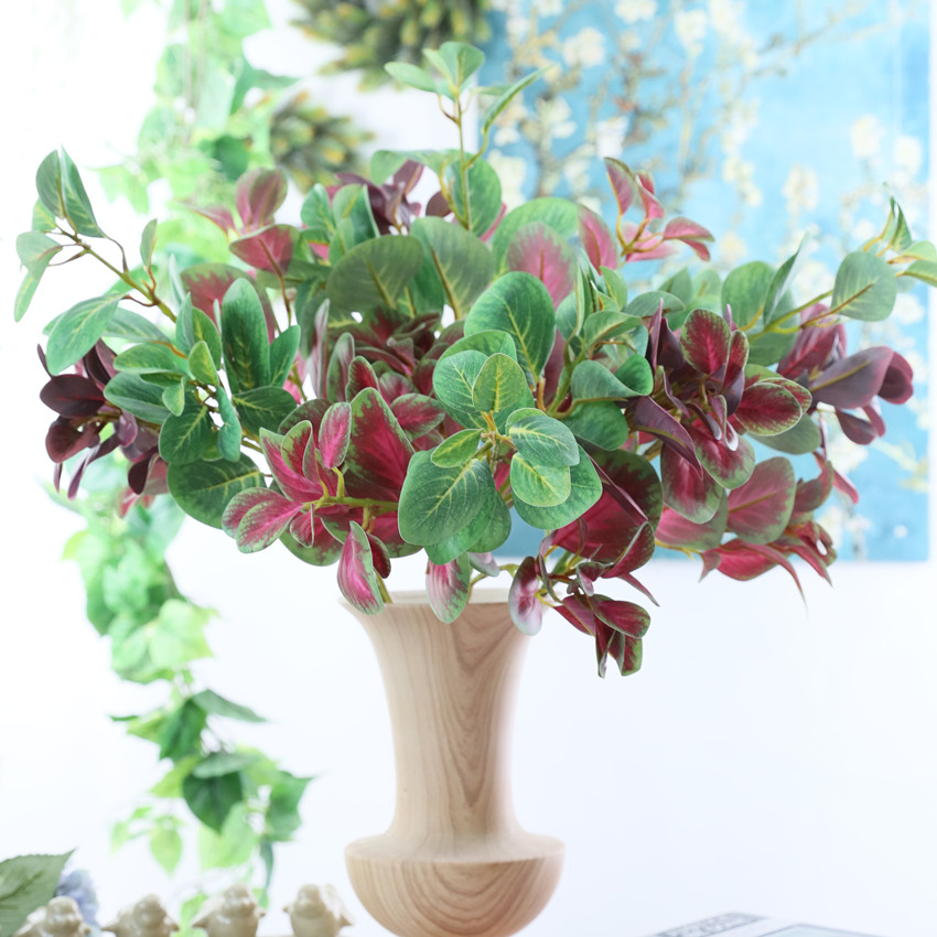 Artificial plant film, jade leaf, high-end artificial flower leaf plant wall, green leaf artificial flower, home decoration, wedding, 6-fork flower color jade leaf film Specification image