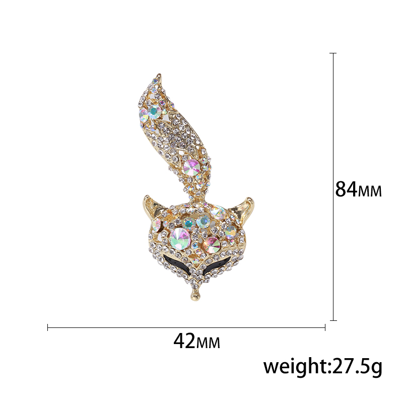 Factory direct sales of creative and light luxury Korean version new best-selling cartoon water diamond fox light luxury creative retro brooches, simple and fashionable accessory pins in stock Application Scenario