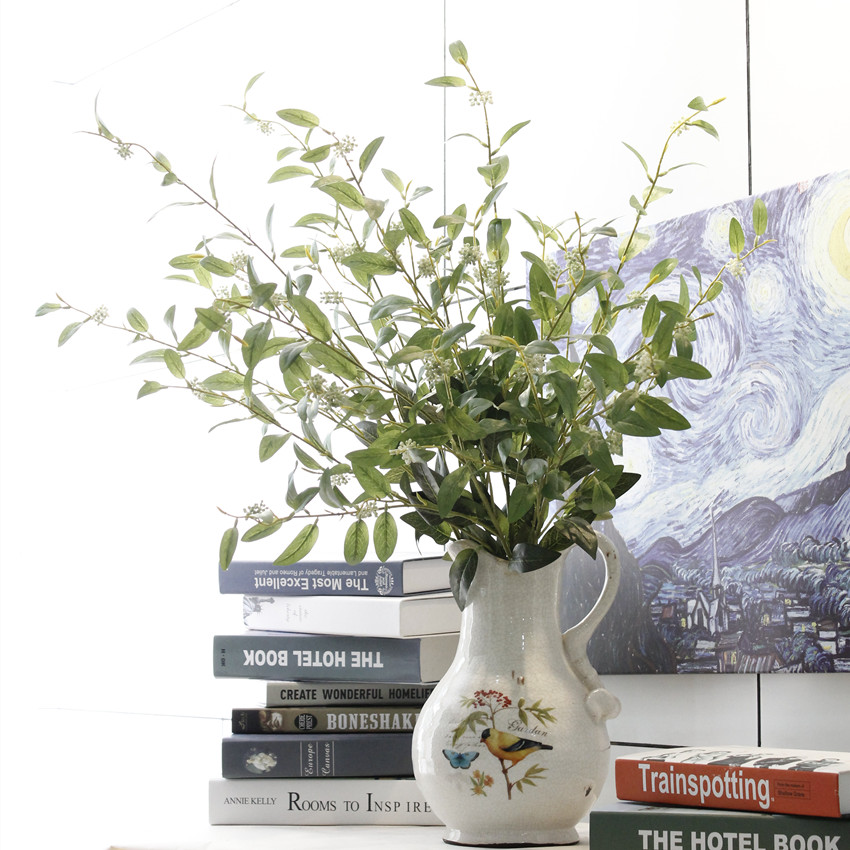 5-head Holly fruit with leaves High-end illustration material simulation flower JX001 5-head Holly fruit leaves Item Picture