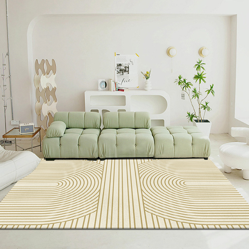 千思现代轻奢奶茶风系列地毯客厅卧室简约大地毯玄关阳台清新装饰毯图