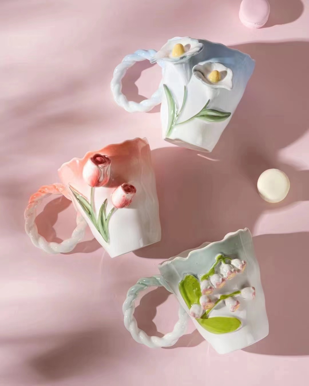 创意独角兽陶瓷杯可爱立体花卡通景观杯马克杯2311陶瓷杯