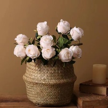 保加利亚玫瑰花塑料假花仿真花高档家居房间装饰花束卧室客厅摆设