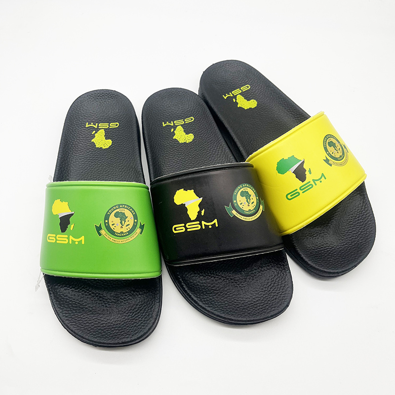 Summer World Cup flag beach men's and women's cool slippers for foreign trade, PVC air-blown and laminated one-line slippers factory custom-made, replaceable logo