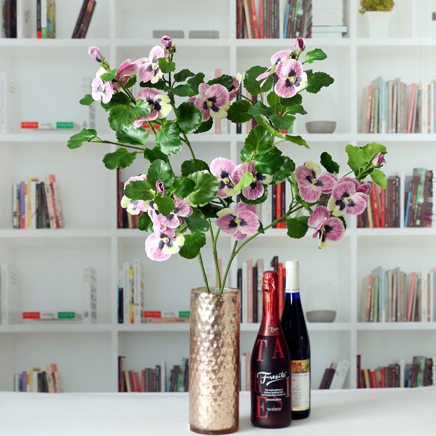 Artificial flower 3D adhesive tape pansy artificial flower long branch countertop flower home decoration model room arrangement Cat face flower PG8093 Pansy details Picture