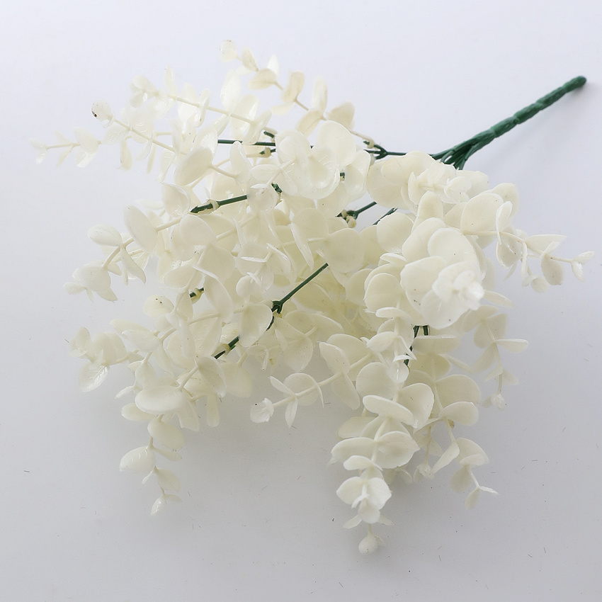 仿真花/7叉金钱叶/塑料白底实物图