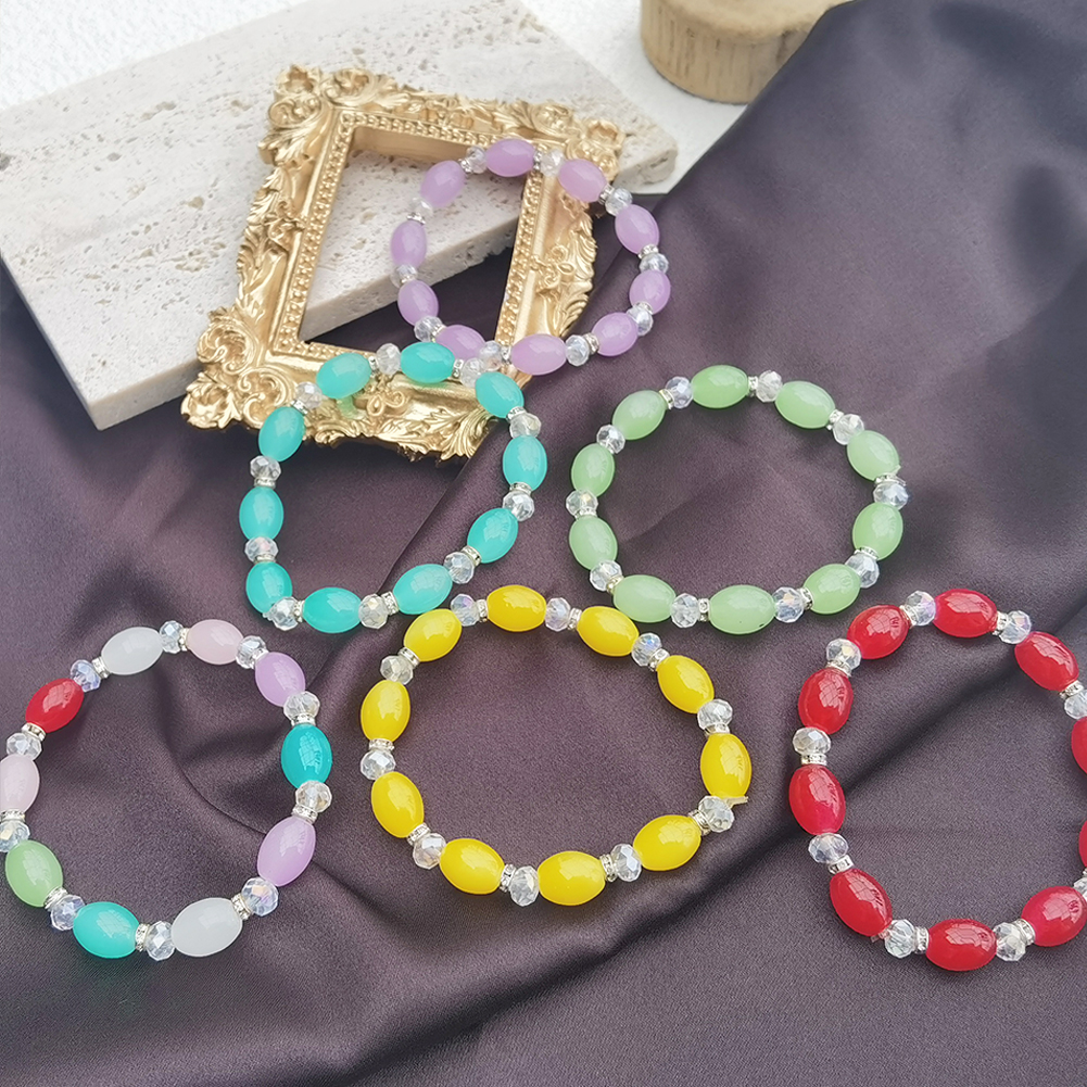 生日礼物/玻璃珠/手链女白底实物图