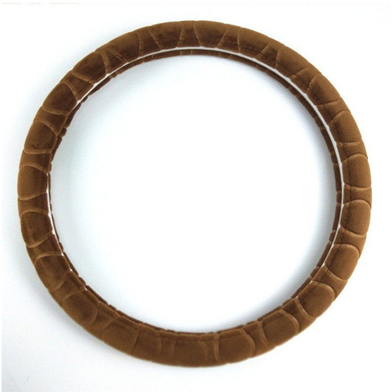 汽车用品/毛绒方向盘套/压花把套白底实物图