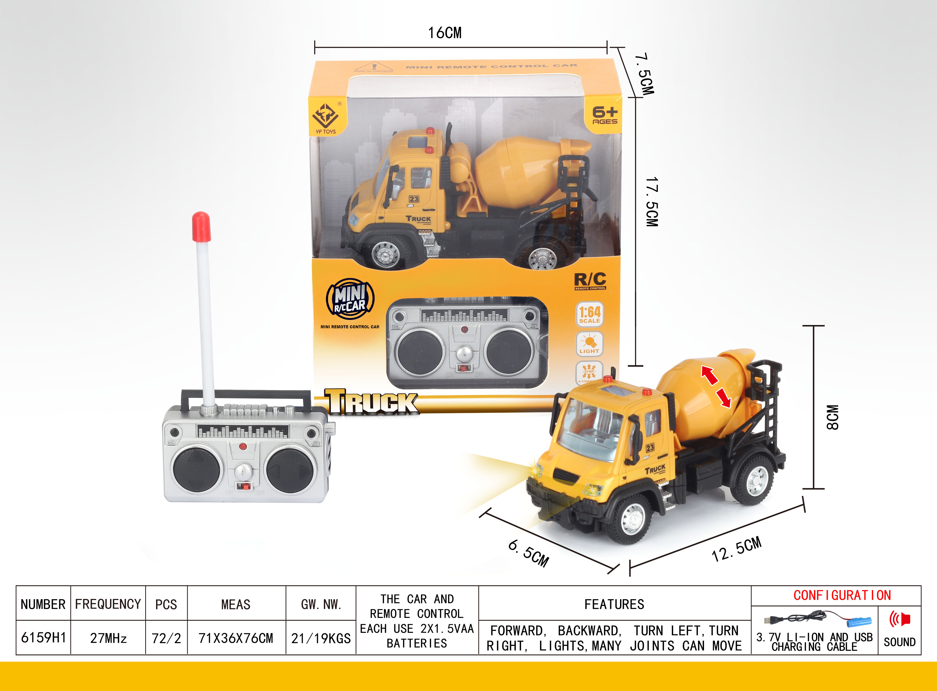 Remote-controlled cement mixer truck