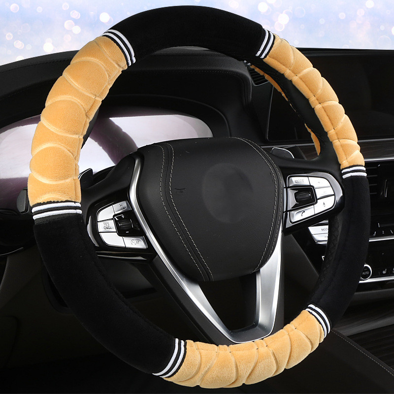 Winter warm short plush six-section car steering wheel cover, universal steering wheel cover, Qiwei Car Decoration QW149 Specification image